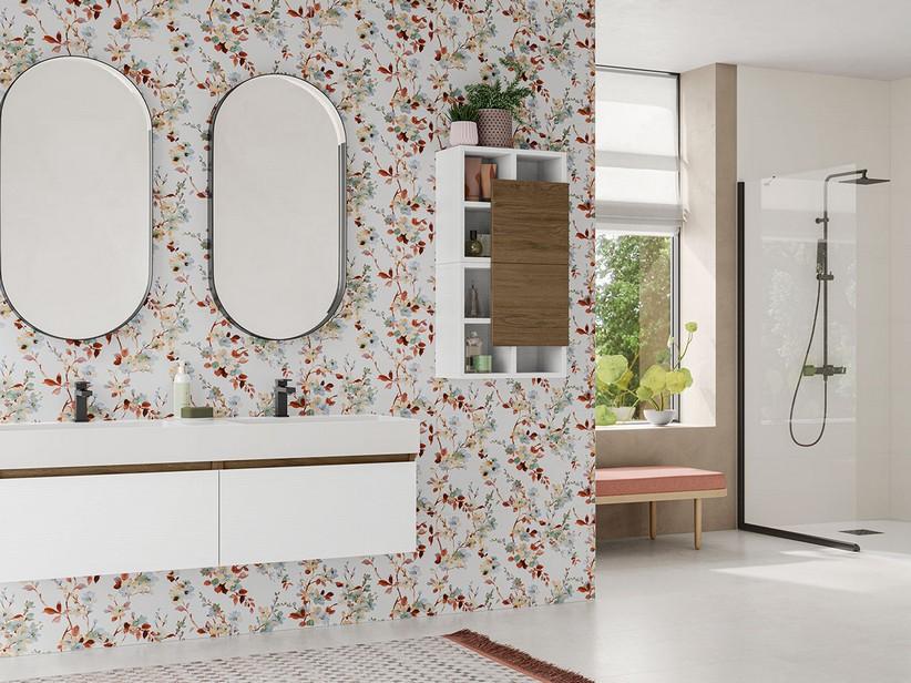 Wandfliesen dünn Game Deco Fuji 40x120 Blumendekor | IperCeramica