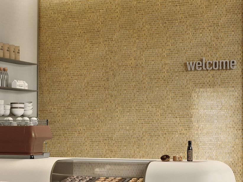 Glasmosaik Gems Gold mit Goldenblatt 29,5x29,8 cm Golden | IperCeramica