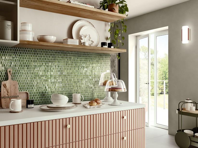 Glasmosaik Gems Green mit Silberblatt 29,5x29,8 cm Grün | IperCeramica