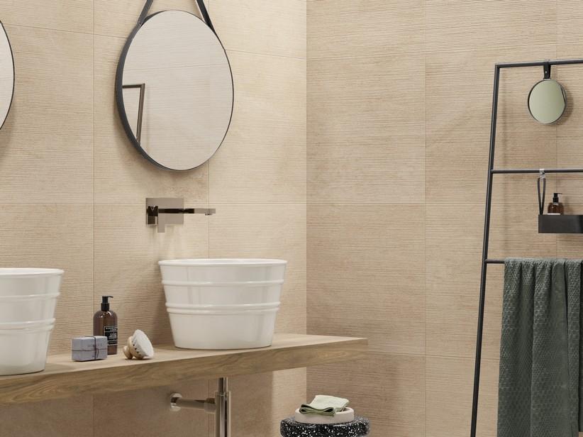 Fliese Geology Deco Beige 60x60 3D-Feinsteinzeug durchgefärbt Beige | IperCeramica
