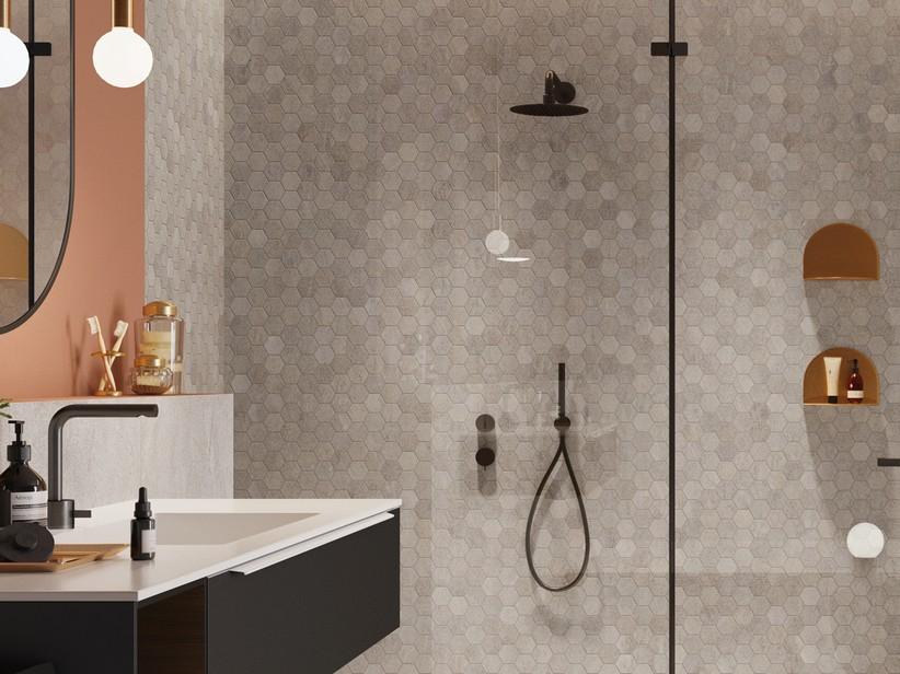 Mosaik Geology Grey 29x27 Feinsteinzeug durchgefärbt Steinoptik Grau | IperCeramica