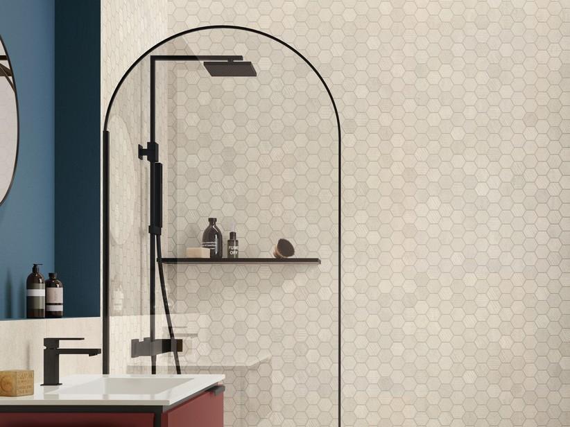 Mosaik Geology White 29x27 Feinsteinzeug durchgefärbt Steinoptik Weiß | IperCeramica