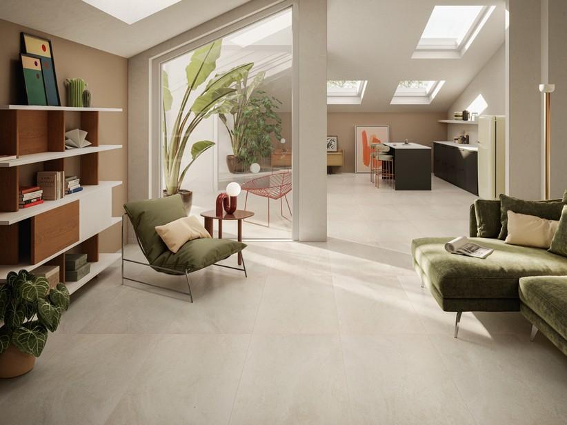 Fliese Geology White 60x120 Feinsteinzeug durchgefärbt Steinoptik Weiß | IperCeramica