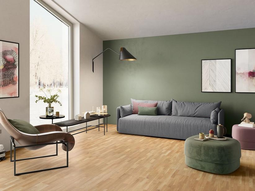 Parkett Natur Eiche 4 Strip Gebleicht Lackiert - Hangar 4 White | IperCeramica