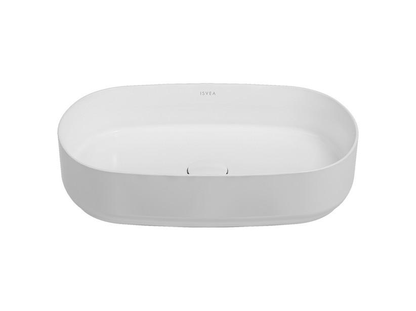 Aufsatzwaschbecken Infinity Elliptisch 55x36 H12 cm aus Keramik Weiß Glänzend | IperCeramica