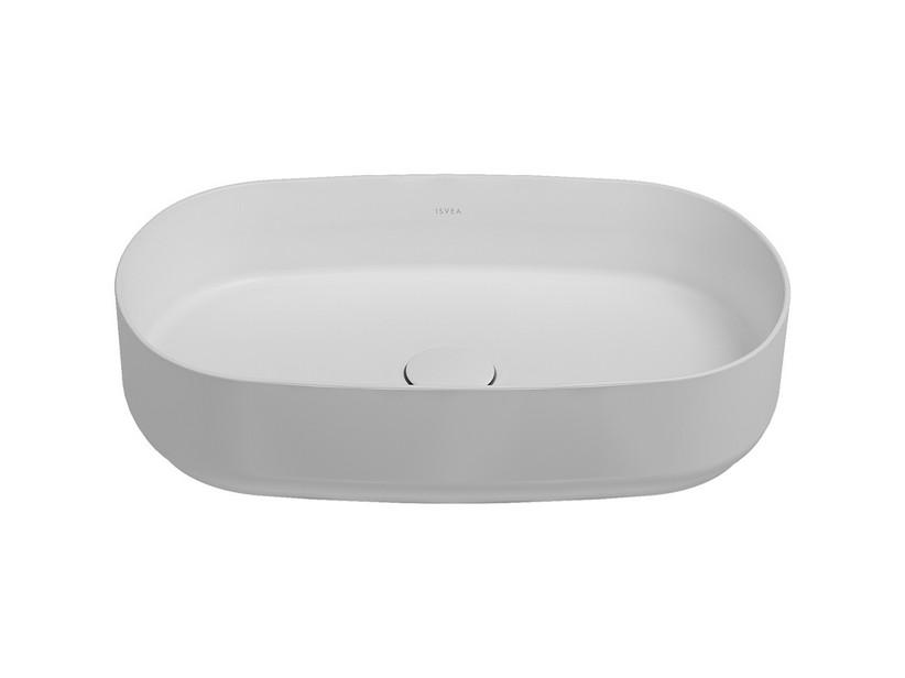 Aufsatzwaschbecken Infinity Elliptisch 55x36 H12 cm aus Keramik Weiß Matt | IperCeramica