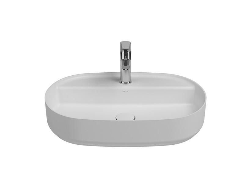 Aufsatzwaschbecken Infinity Oval 60x40 H12 cm aus Keramik Weiß Matt | IperCeramica
