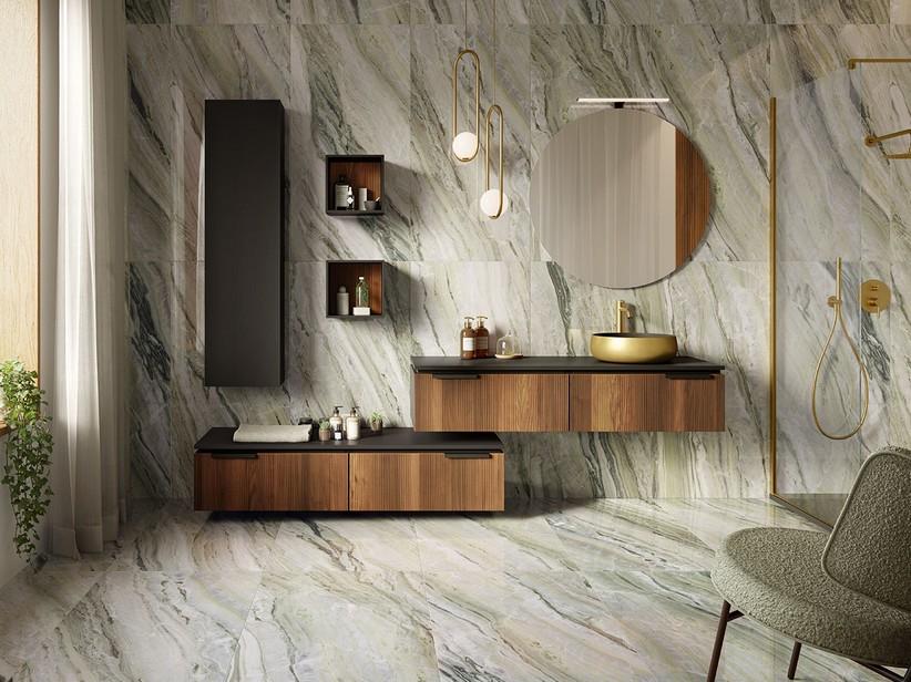 Fliese Jade Green Marbles 60x120 Feinsteinzeug Marmoroptik poliert glänzend | IperCeramica
