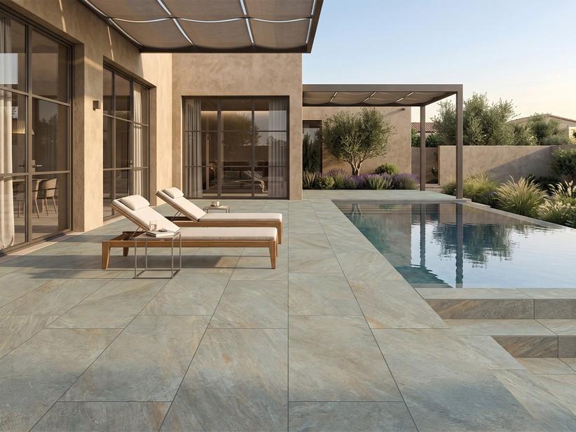 Fliese Karakorum Grey XOUT 60x120 Feinsteinzeug für Außenbereich Stärke 20mm rektifiziert Steinoptik Grau | IperCeramica