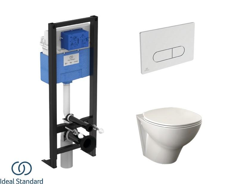 Set BERNA mit hängendem WC + Sitz + PROSYS-Einbauspülkasten und OLEAS-Betätigungstaste Chrom - Ideal Standard® | IperCeramica