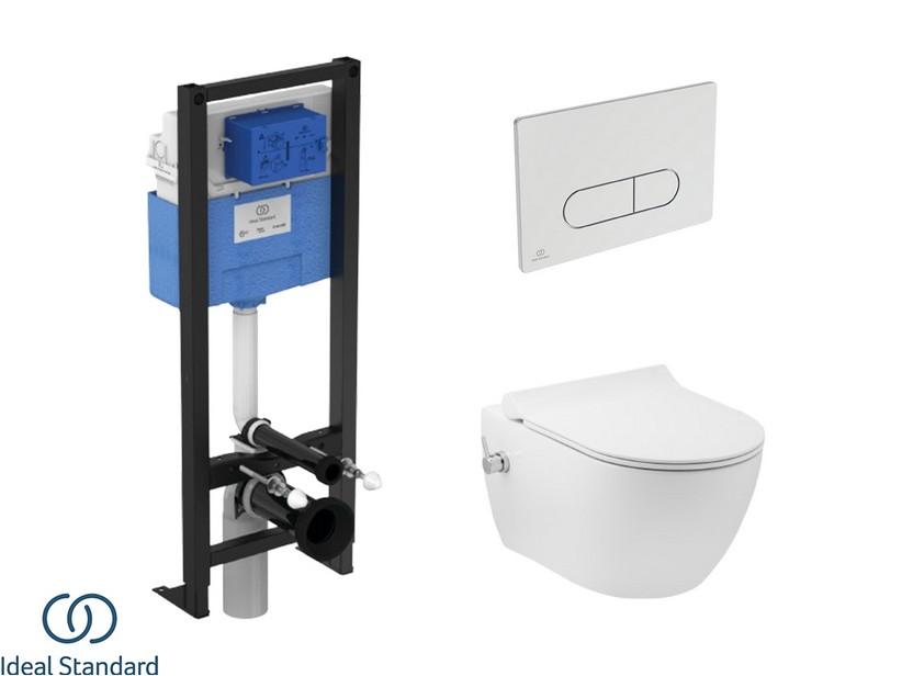 Set COMO mit hängendem WC-Bidet + Sitz + PROSYS-Einbauspülkasten und OLEAS-Betätigungstaste Chrom - Ideal Standard® | IperCeramica