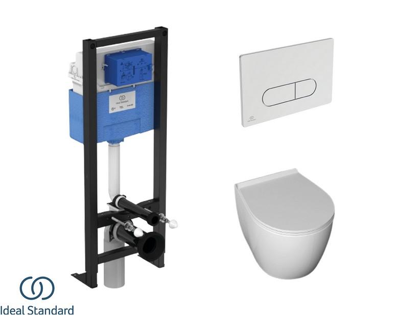 Set SENTIMENTI mit hängendem WC + Sitz + PROSYS-Einbauspülkasten und OLEAS-Betätigungstaste Chrom - Ideal Standard® | IperCeramica