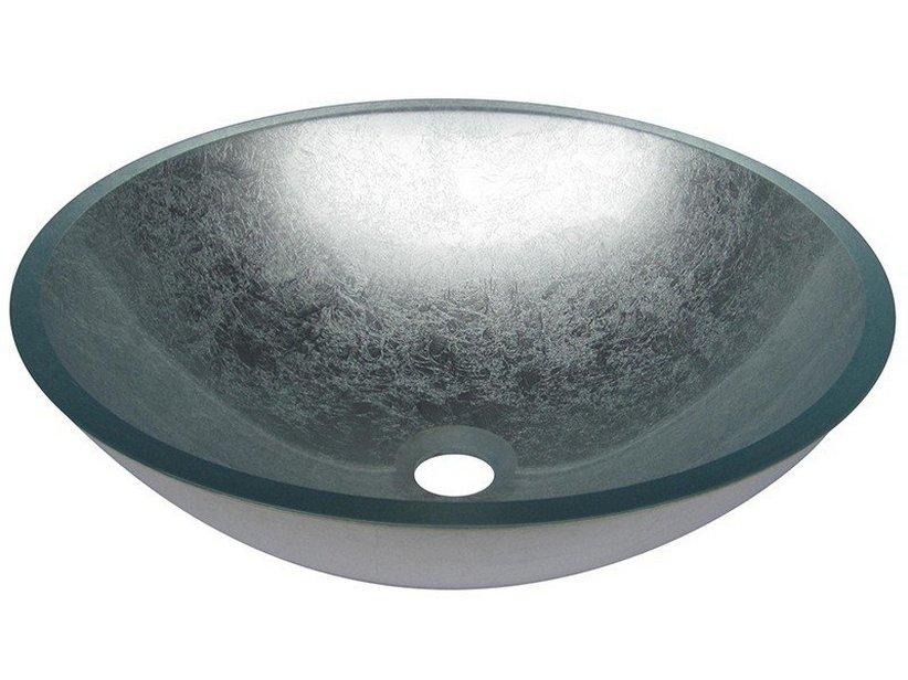 AUFSATZWASCHBECKEN PUREGLASS KRISTALL SCHALE Ø42X14 cm FARBE SILBER | IperCeramica