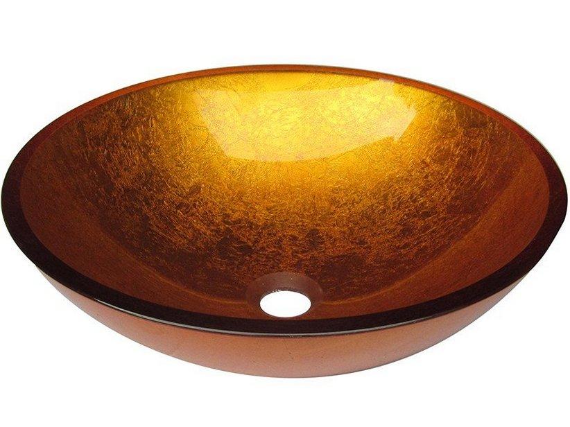 AUFSATZWASCHBECKEN PUREGLASS KRISTALL SCHALE Ø42X14 cm FARBE GOLD | IperCeramica