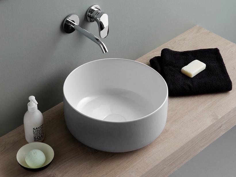 Aufsatzwaschbecken Bucchero Rund Ø42 H17 aus Keramik Weiß Glänzend | IperCeramica