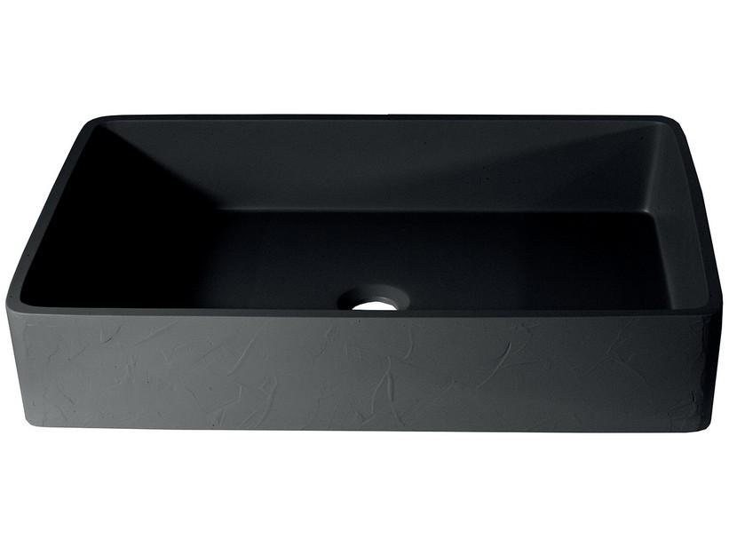 Aufsatzwaschbecken Cassino Junior 60X40 cm aus Harz mit der Optik von gebürstetem Zement Nero Africa | IperCeramica