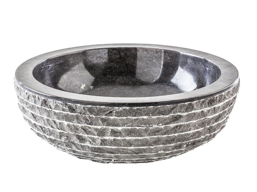 Aufsatzwaschbecken aus Marmor Selce Ø40xH15 cm Schwarz | IperCeramica