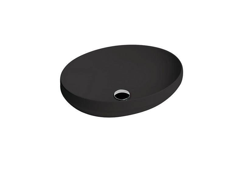 Aufsatzwaschbecken Decus Oval 50 cm aus matt schwarzer Keramik | IperCeramica