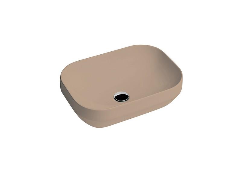 Aufsatzwaschbecken Decus Rechteckig 50 cm aus matt sandfarbener Keramik | IperCeramica