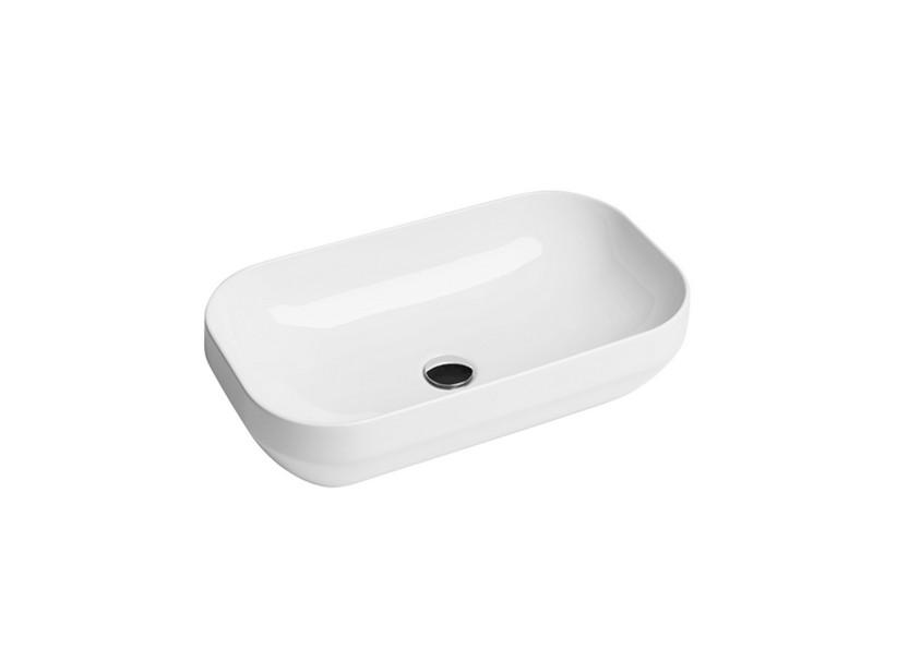 Aufsatzwaschbecken Decus Rechteckig 60 cm aus glänzend weißer Keramik | IperCeramica