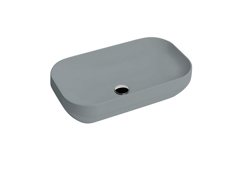 Aufsatzwaschbecken Decus Rechteckig 60 cm aus matt grauer Keramik | IperCeramica