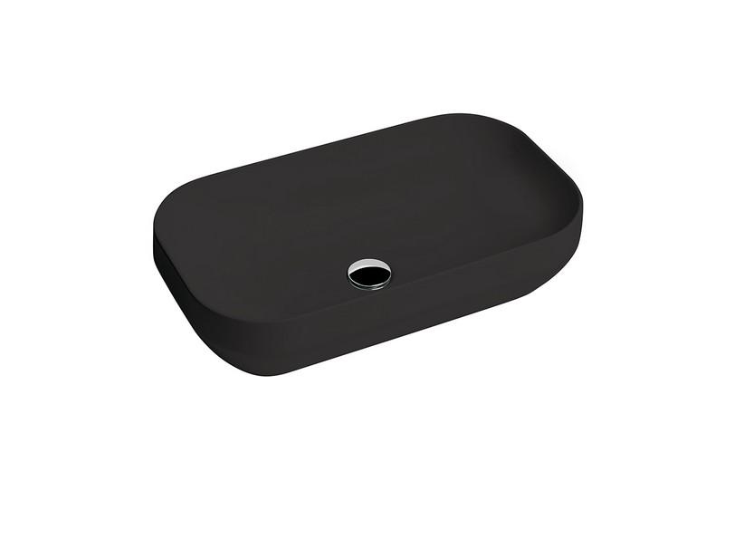 Aufsatzwaschbecken Decus Rechteckig 60 cm aus matt schwarzer Keramik | IperCeramica