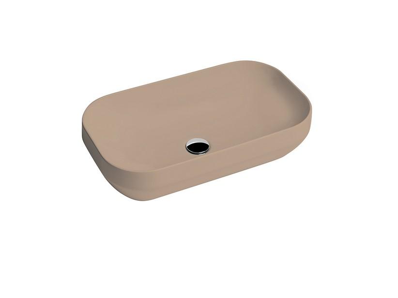 Aufsatzwaschbecken Decus Rechteckig 60 cm aus matt sandfarbener Keramik | IperCeramica