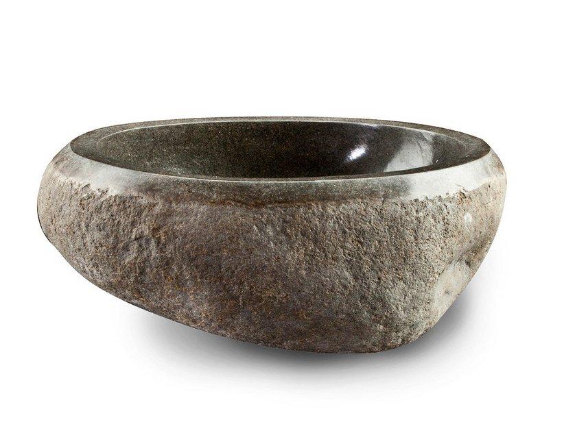 Aufsatzwaschbecken Riverstone Ø50xH15 cm Naturstein schwarz | IperCeramica