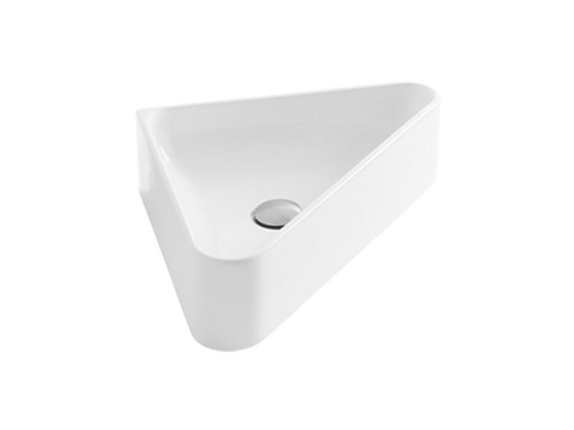 Aufsatz-Eck-Handwaschbecken Normal 56x42,5 ohne Armaturenloch aus glänzend weißer Keramik | IperCeramica