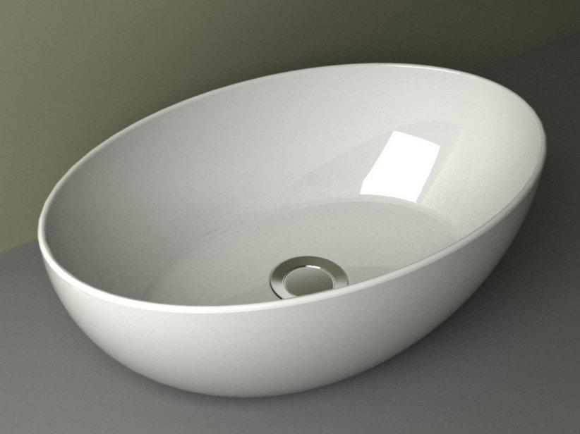 AUFSATZWASCHBECKEN PIUMA ELLISSE 45X30 H14 cm KERAMIK WEISS GLÄNZEND | IperCeramica
