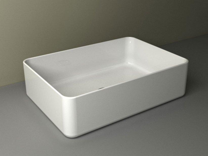 AUFSATZWASCHBECKEN PIUMA RETTANGOLARE 50X35 H12 cm KERAMIK WEISS GLÄNZEND | IperCeramica
