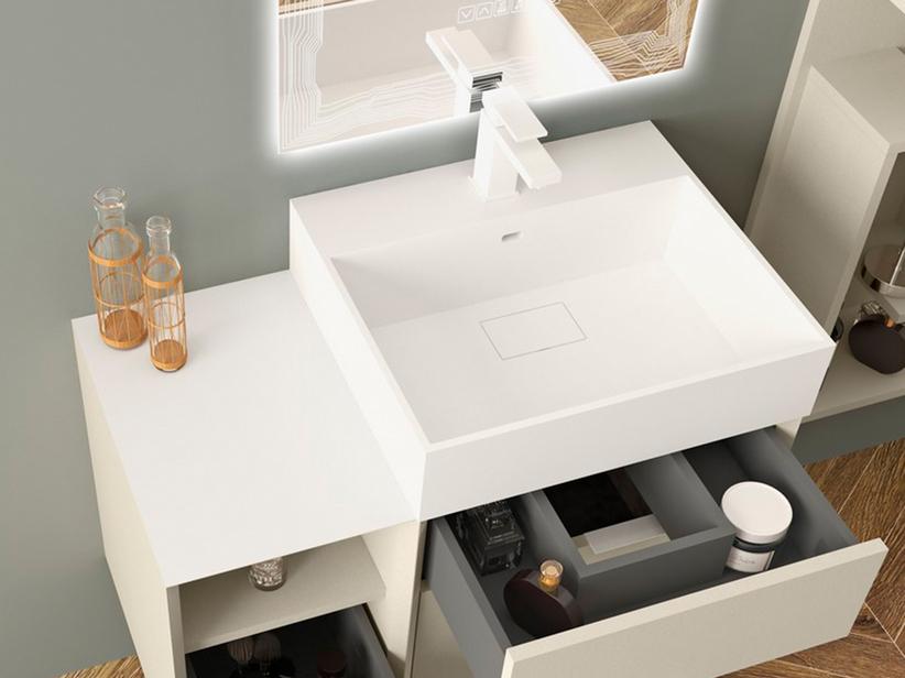 Einbauwaschbecken TRIBECA UNITOP 51x45 cm HARZ WEISS MATT | IperCeramica