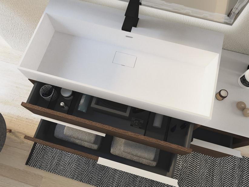 Einbauwaschbecken Tribeca Unitop 91X45 aus mattem weißem Harz | IperCeramica