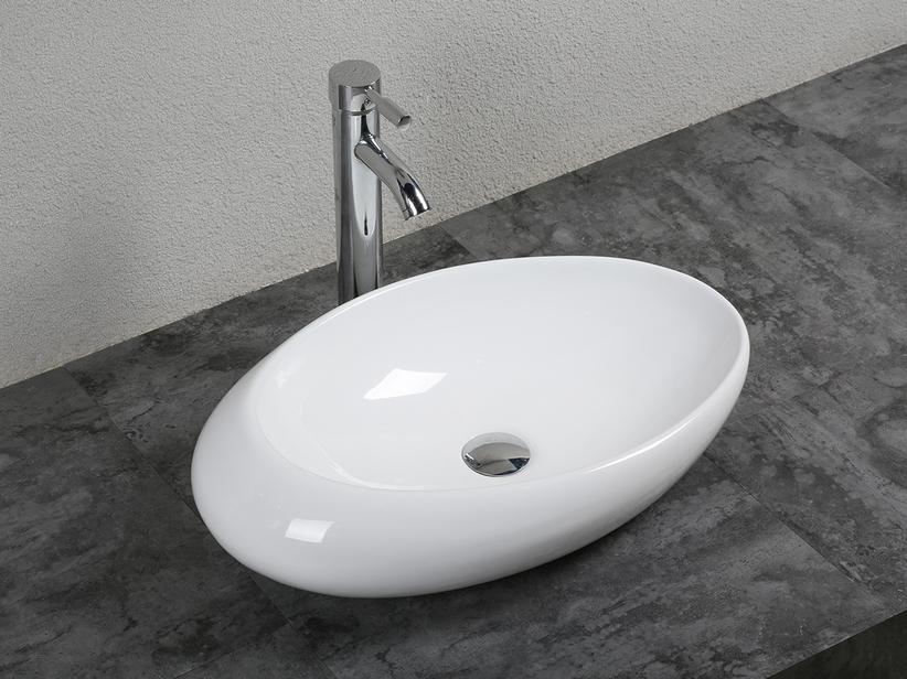 AUFSATZWASCHBECKEN LIRI 58X37XH15 cm KERAMIK WEISS GLÄNZEND | IperCeramica