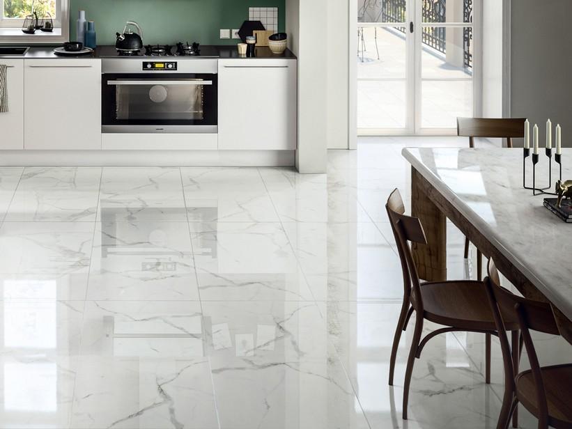 Fliese Luxor White 60X120 Feinsteinzeug Marmoroptik Glänzend Poliert Weiss | IperCeramica
