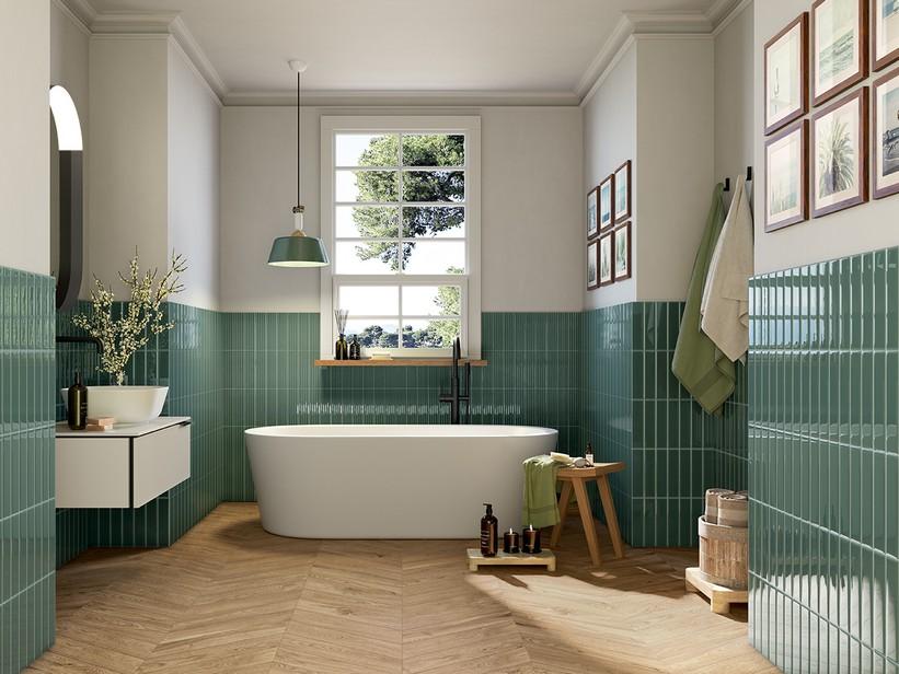 Wandfliese Mahjong Forest Lux 6x24,6 Einbrand Grün glänzend | IperCeramica