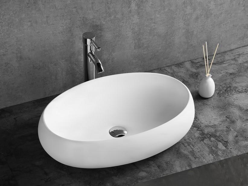 Aufsatzwaschbecken Mincio 59X40XH15 cm aus Keramik Weiß Matt | IperCeramica