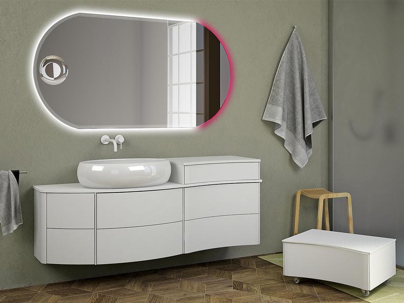 Badmöbel Olas 152 links Unterteil und Platte Weiß Matt Schmuckkasten | IperCeramica