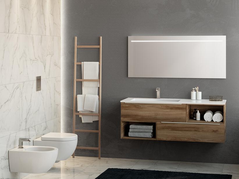 BADEZIMMERSCHRANK TRENDY 140 CM 2 SCHUBLADEN WASCHTISCH AUS KUNSTHARZ HIDE WEISS L. LINKS | IperCeramica