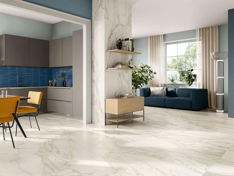 Fliese Montblanc 60X120, Feinsteinzeug mit weißer Marmoroptik | IperCeramica