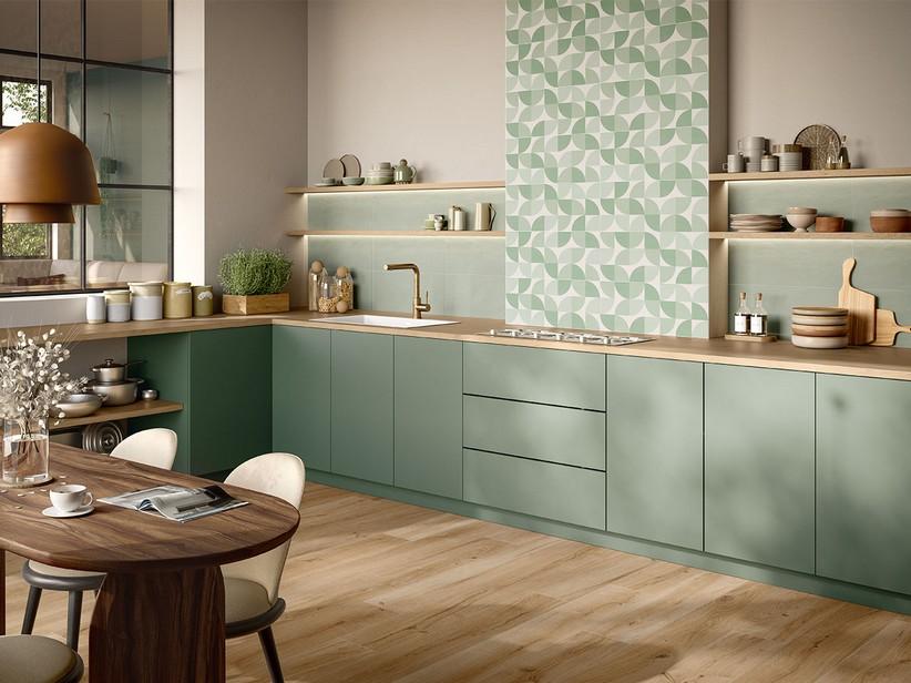 Wandfliese Move Clover Sage 25x60 geometrische Dekor Grün | IperCeramica