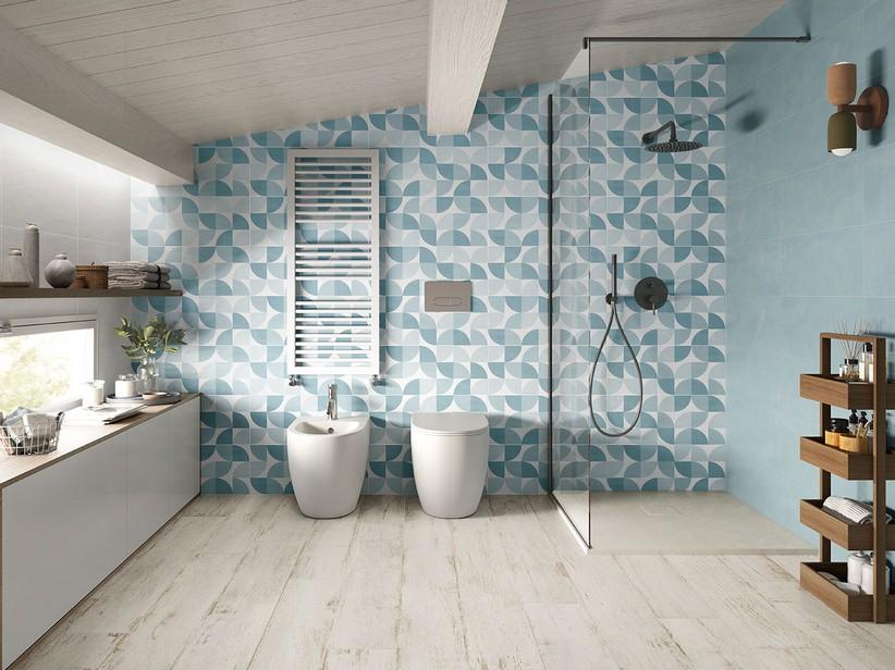 Wandfliese Move Clover Sky 25x60 geometrische Dekor Blau | IperCeramica