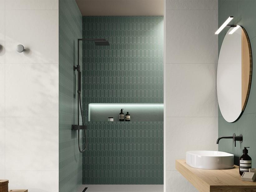 Mosaik Mykonos Archi Verde 33,4x22 Feinsteinzeug Harzoptik Salbeigrün | IperCeramica