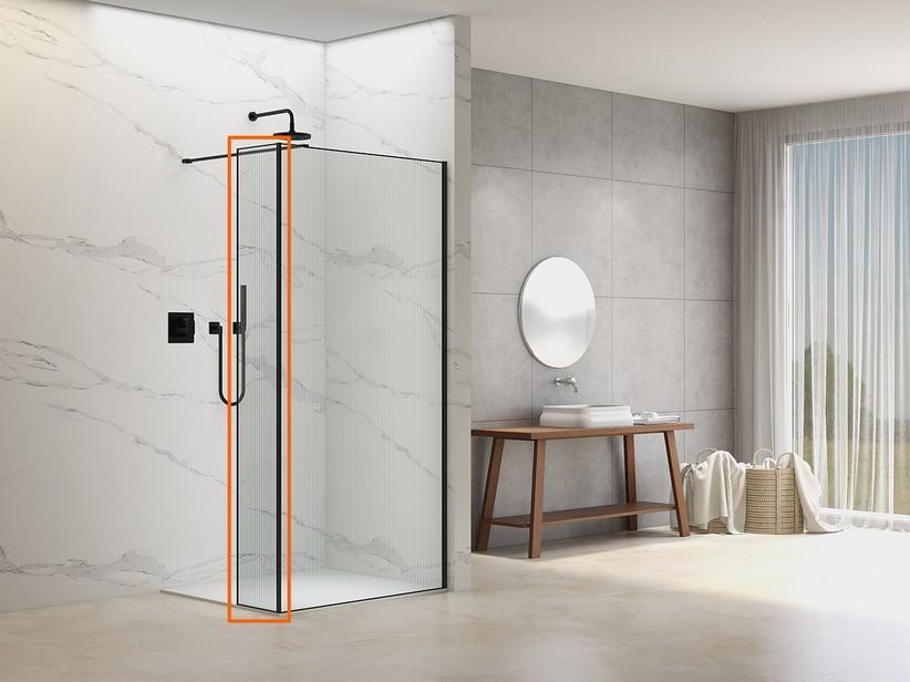 Spritzschutztür Walk-in Dusche Namaste' Gewellt Effekt mit Profil Schwarz Matt | IperCeramica