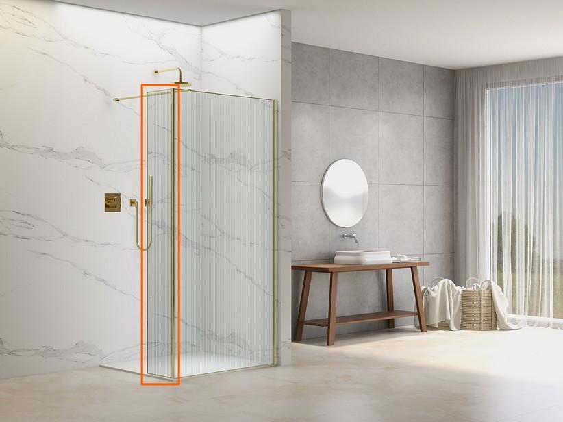 Spritzschutztür Walk-in Dusche Namaste' Gewellt Effekt mit Profil Gold gebürstet | IperCeramica