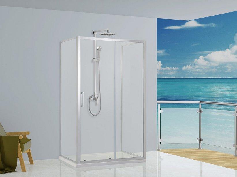 DUSCHKABINE NEPTUM 70x100x70 H190 Erw 68/70 - 96/100 cm SCHIEBETÜR MIT 2 SEITENWÄNDEN GLASSTÄRKE 6 mm TRANSPARENT CHROM | IperCeramica