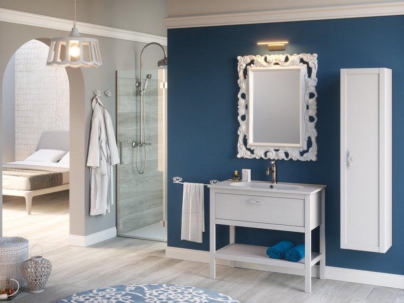 BADMÖBEL NEWPORT 91 cm FRASSINO BIANCO MIT HARZ- WASCHBECKEN | IperCeramica