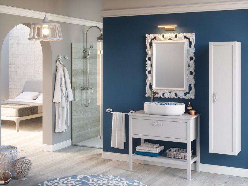 BADMÖBEL NEWPORT 91 cm FRASSINO BIANCO MIT PLATTE FÜR AUFSATZWASCHBECKEN | IperCeramica
