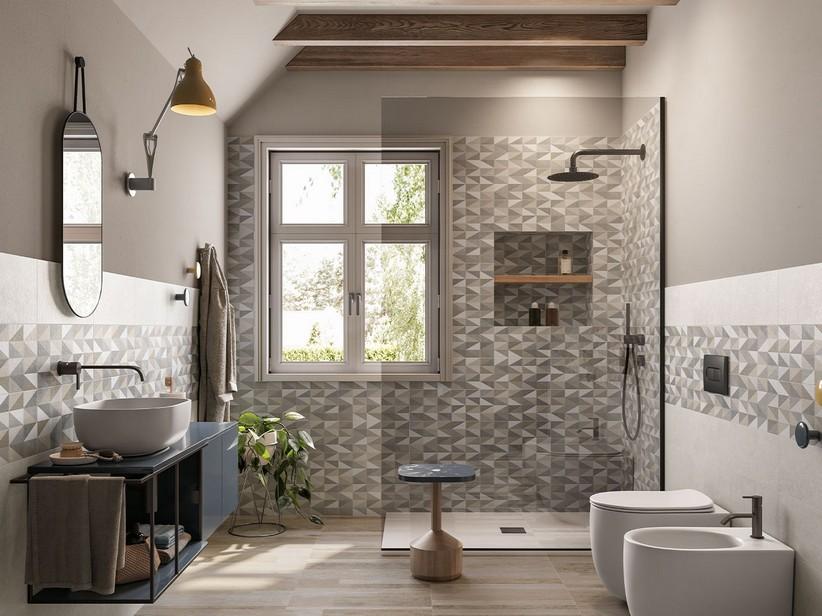 Wandfliese Next Deco Taupe 20x45 Dekor geometrisch beige | IperCeramica