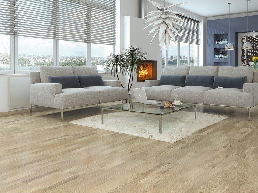 Parkett Eiche 3 Strip Gebleicht Lackiert Matt - Oak Bianco Matt Laquer | IperCeramica